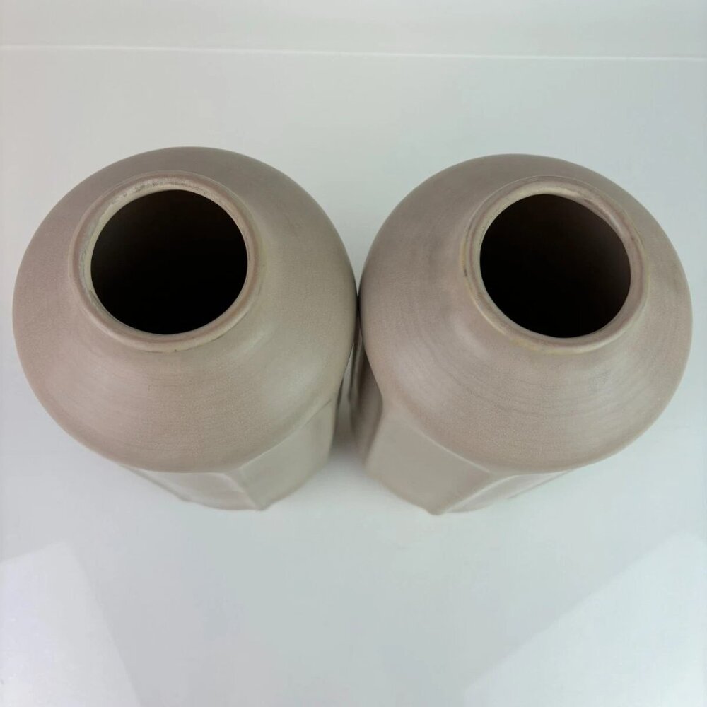 Lot of 2 - 13" Faceted Ceramic Vase Sunset Taupe - Hearth & Hand with Magnolia - Picture 3 of 11